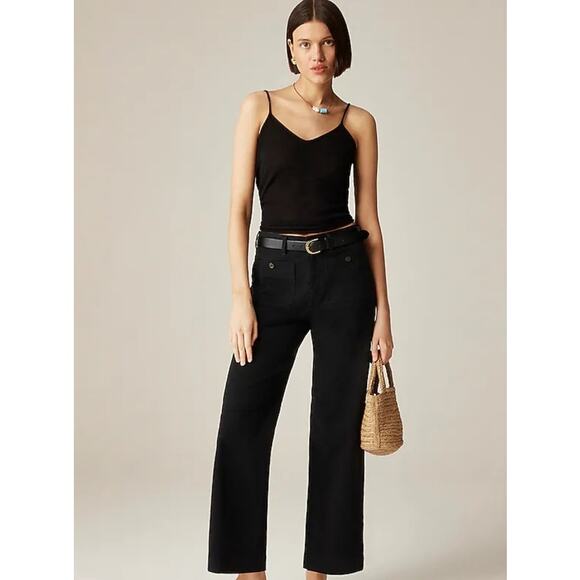NWT J. Crew Sailor Slim Wide-Leg Chino Pant Black 10 - Picture 1 of 11